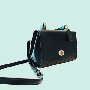 Coach Bag Over the Shoulder Purse Designer Brown and Gold Wallet